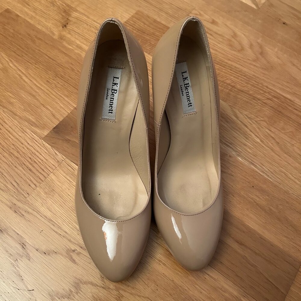 LK BENNETT Sledge platform heels - beige (neutral, trench) - size 38.5 (US 8/8.5